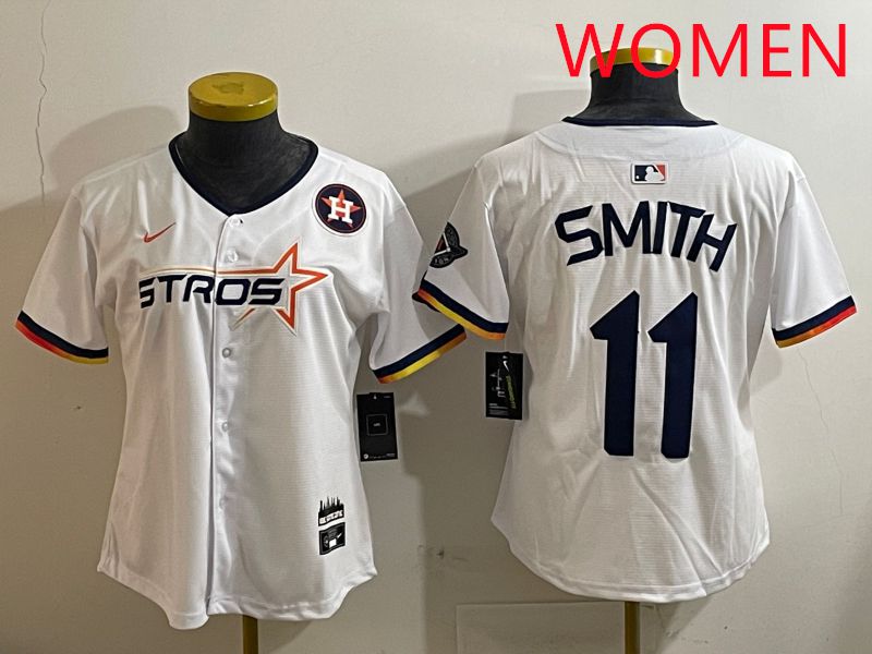 Women Houston Astros #11 Smith White three generations Joint Name Nike 2025 MLB Jersey style 10->women mlb jersey->Women Jersey